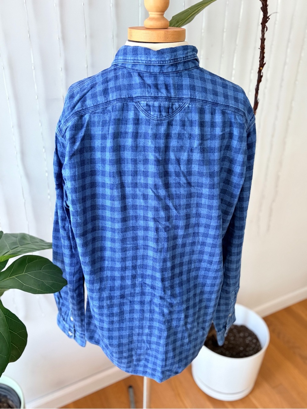 Polo Ralph Lauren Blue Plaid Button Down | Oversized Women’s L | 100% Cotton - Picture 6 of 10